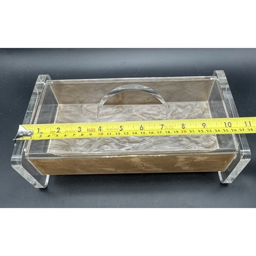 Vintage Handmade Lucite Bathroom Set MCM Acrylic Tissue Holder & Soap Dish